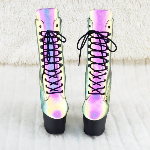 Reflective Platform 7" High Heel Ankle Boots - Picture 10 of 16